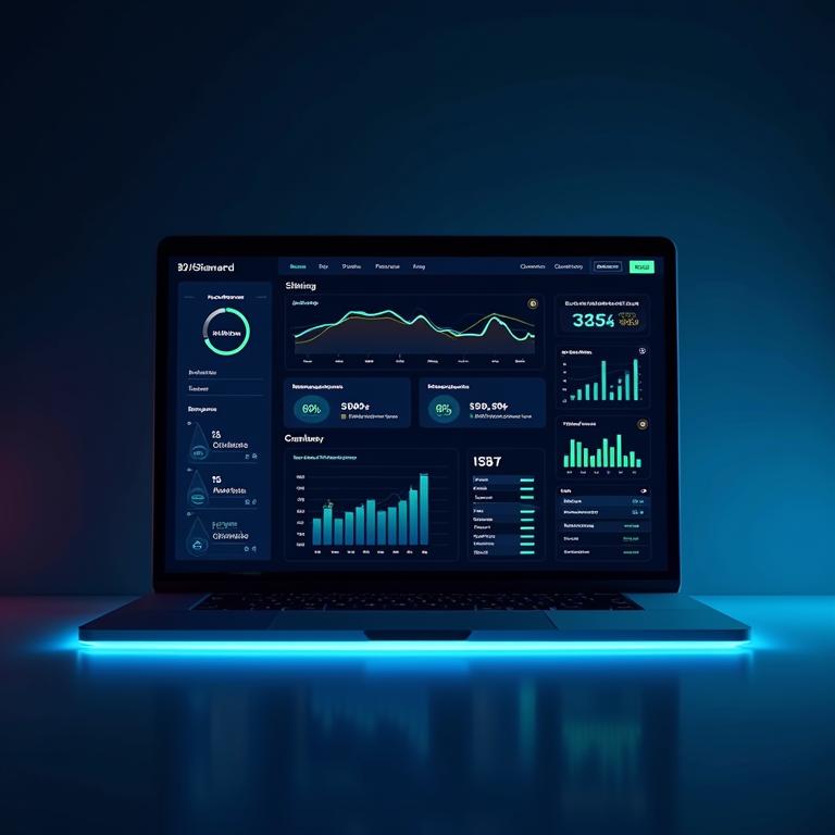 Tableau de bord avec graphiques et indicateurs de performance